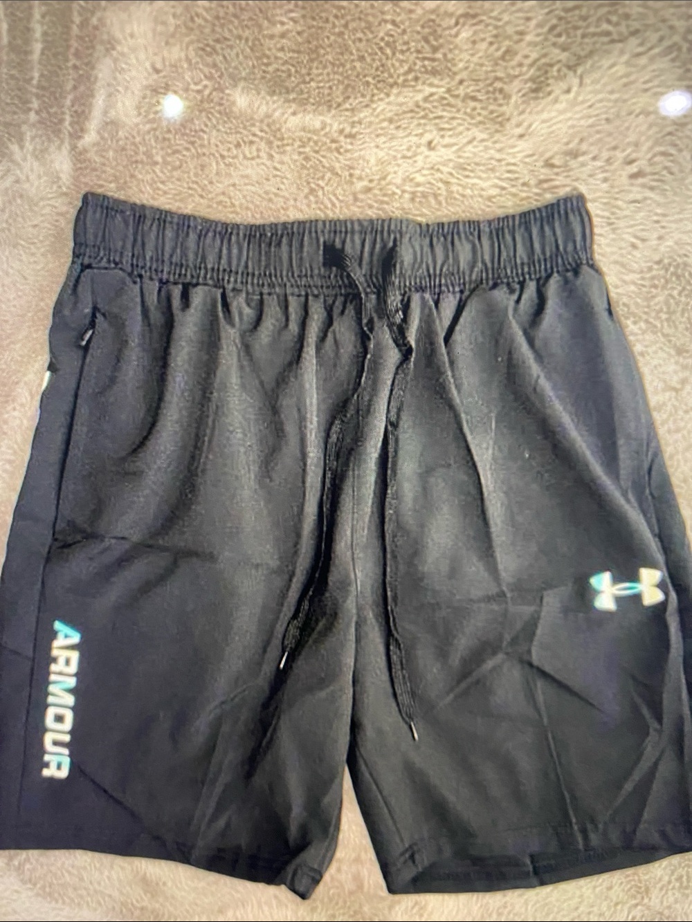 Under Armour Black Men's Athletic Shorts with Teal Logo